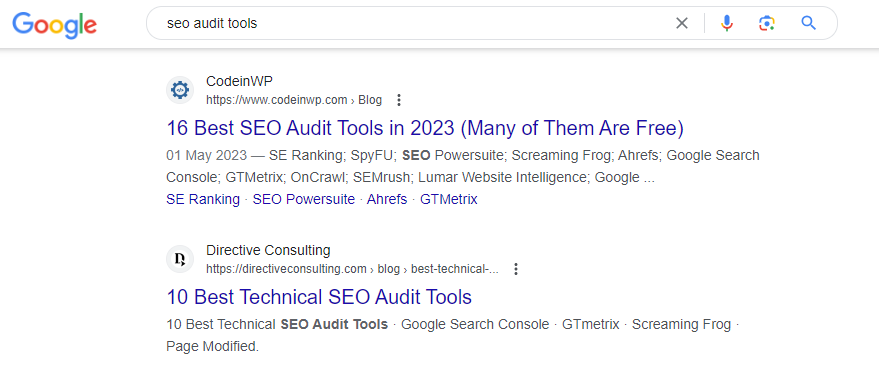 strumenti di audit seo serp