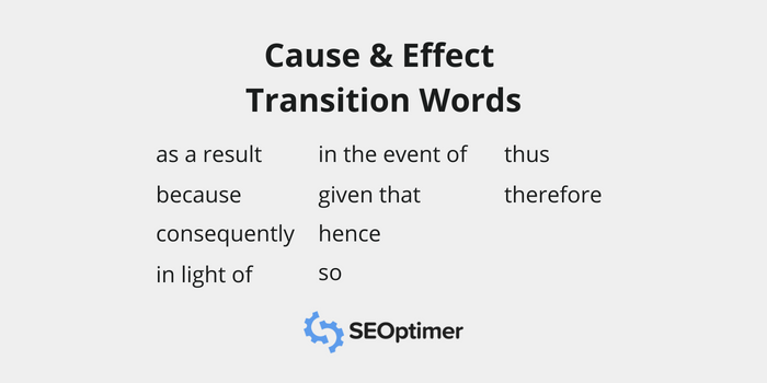 oorzaak en gevolg seo overgangswoorden