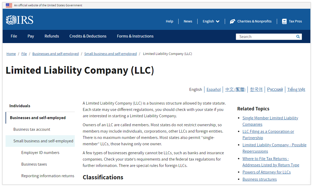 LLC IRS